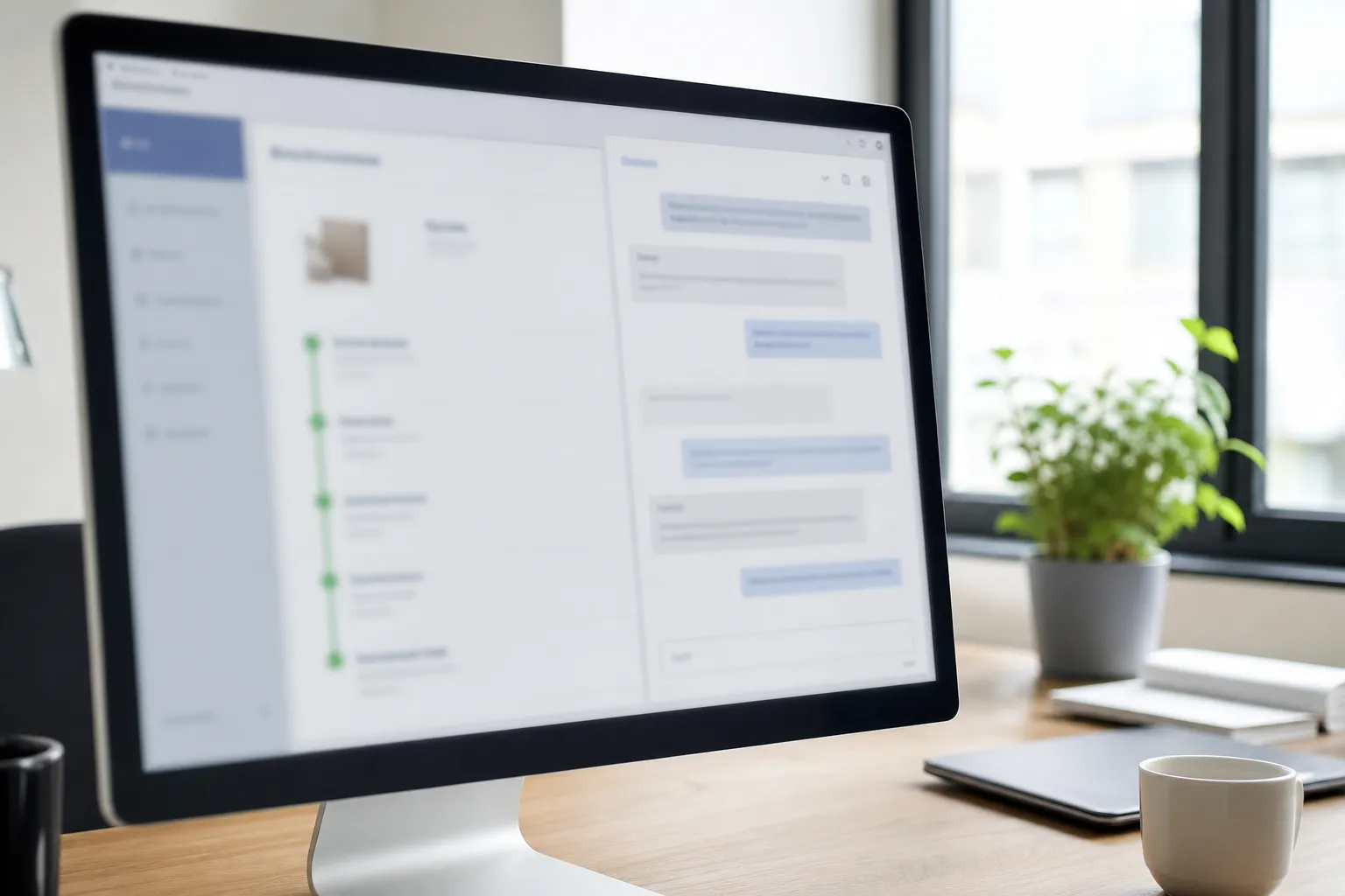 Écran affichant une interface de suivi de commande e-commerce avec un chatbot ouvert