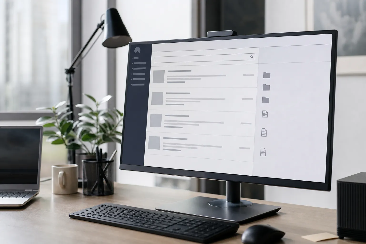 Écran affichant une interface de recherche documentaire connectée à une base de documents internes